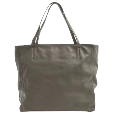 Pre-owned Celine Cabas Leather Tote In Grey