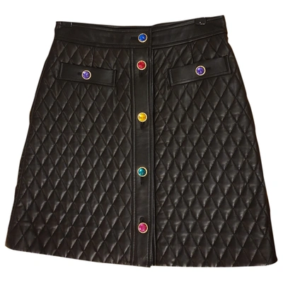 Pre-owned Escada Leather Mini Skirt In Black
