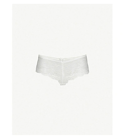 Aubade Danse Des Sens St Tropez Low-rise Mesh And Lace Embroidery Briefs In Opale (white)