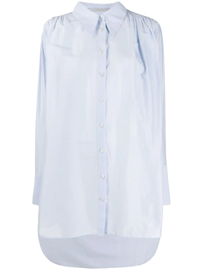 Stella Mccartney Long Ruched Shirt In Blue