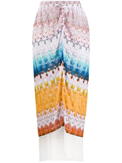 Missoni Patterned Fringed Edge Sarong Skirt In Multicolour