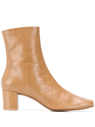 By Far Sofia 40mm Square-tip Ankle Boots In Neutrals