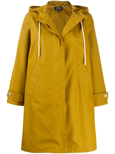 Apc Drawstring Hood Rain Coat In Yellow
