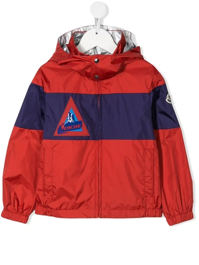 Moncler Kids' Colour Block Shell Jacket In Red