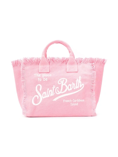 Mc2 Saint Barth Kids' Fringe Detail Beach Bag In Pink