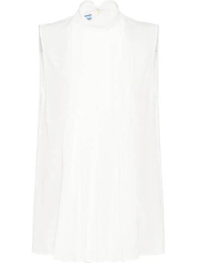 Prada Pleated Front Blouse In White