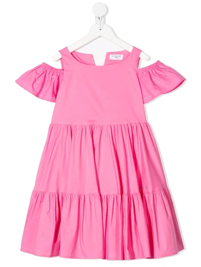 Monnalisa Kids' Flared Tiered Dress In Pink