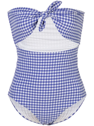 Onia Marie Gingham-print Swimsuit In Blue