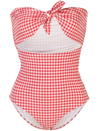 Onia Marie Gingham-print Swimsuit In Red
