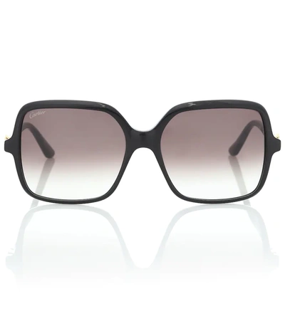 Cartier C Décor Square-frame Sunglasses In Black-black-grey