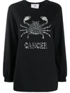 Alberta Ferretti Cancer Embellished Long Sleeve Top In Black