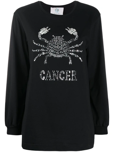 Alberta Ferretti Cancer Embellished Long Sleeve Top In Black