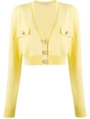 Alessandra Rich V-neck Cropped Cardigan In Yellow