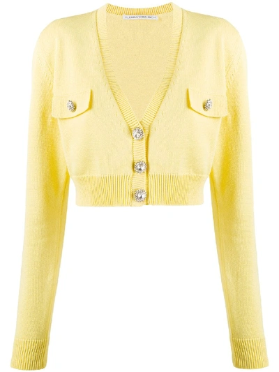 Alessandra Rich V-neck Cropped Cardigan In Yellow