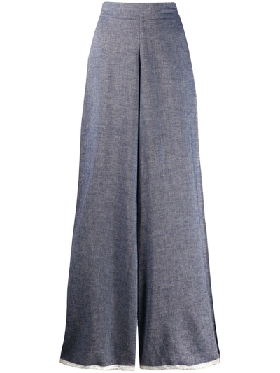 Danielapi Wide-leg Flared Trousers In Blue