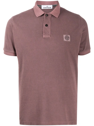 Stone Island Compass-patch Polo Shirt In Red