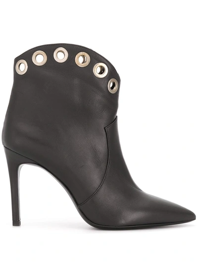 P.a.r.o.s.h Teke Eyelet Ankle Boots In Black