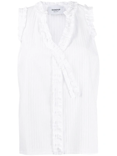 Dondup Striped Sleeveless Blouse In White