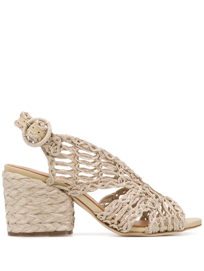 Paloma Barceló Raffia Mid-heel Sandals In Neutrals