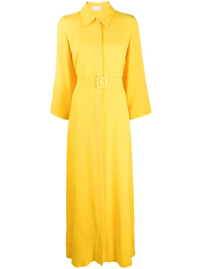 Sara Battaglia Oversized Shirt Maxi Dress In Yellow