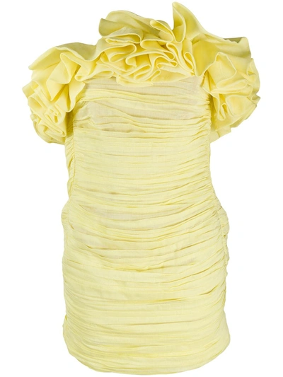 Nervi Emanuelle Pleated Ruffle Mini Dress In Yellow