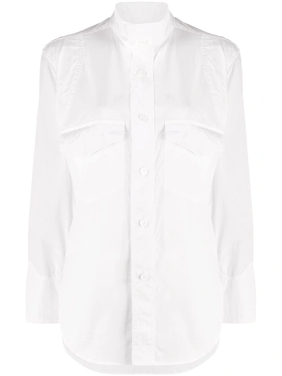 Y's Long Sleeve Flap Pocket Shirt In White