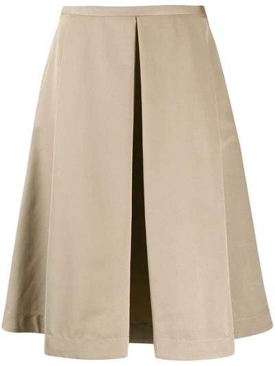 Piazza Sempione Pleated A-line Midi Skirt In Neutrals