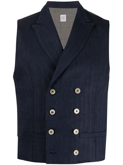 Eleventy Double Breasted Waistcoat In Blue