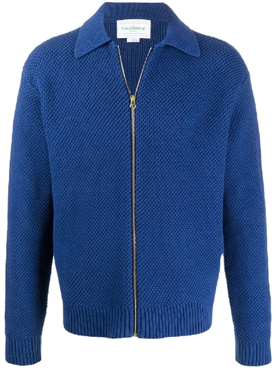 Casablanca Knitted Zipped Jacket In Blue