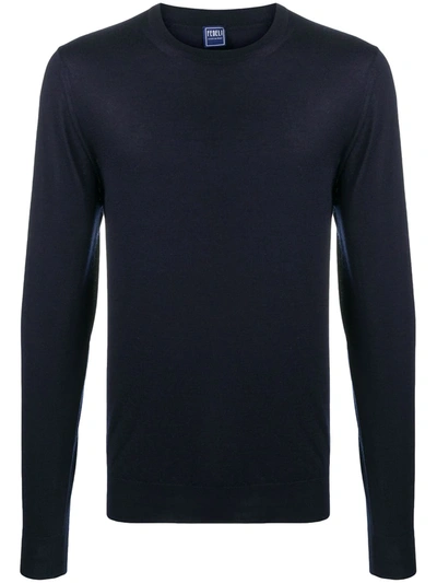 Fedeli Crew-neck Rib-trimmed Jumper In Blue