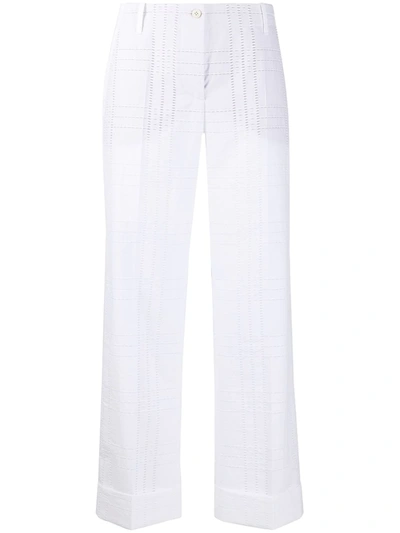 Alberto Biani Textured Check Print Trousers In White