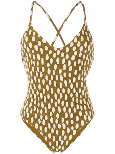 Mara Hoffman Dotted Swimsuit In Brown