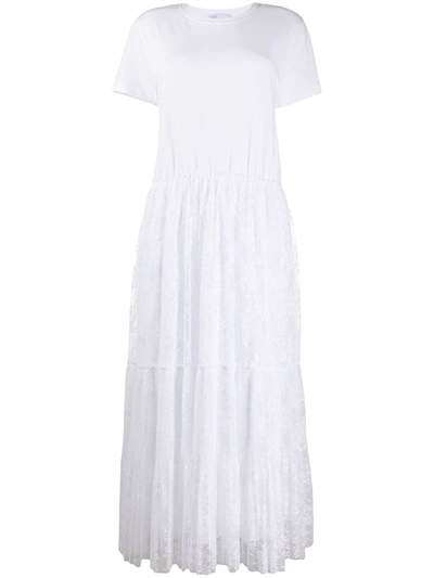 Red Valentino Floral Lace T-shirt Dress In White