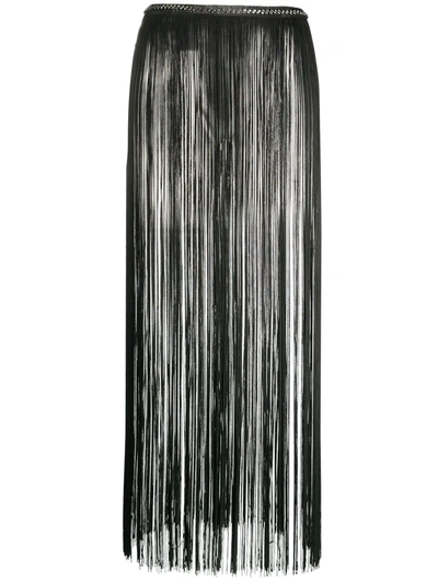 Annamode Fringed Midi Skirt In Black