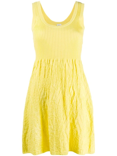 M Missoni Crinkled-knit Dress In Yellow