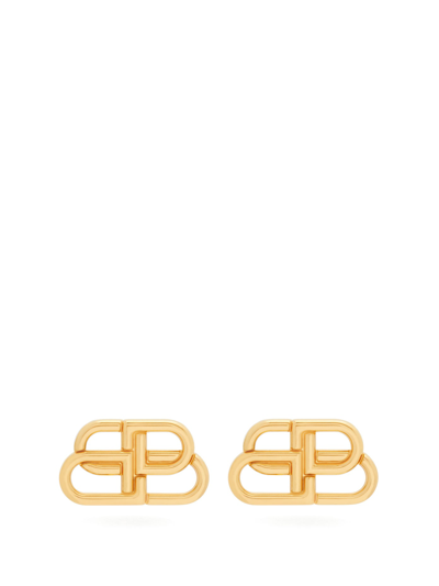 Balenciaga Logo Gold-toned Earrings In Gold