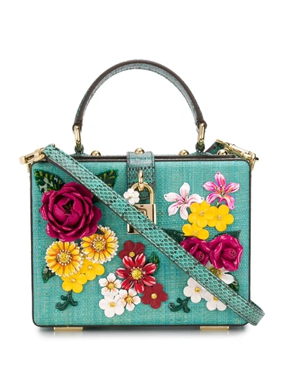 Dolce & Gabbana Floral-embroidery Tote Bag In Green