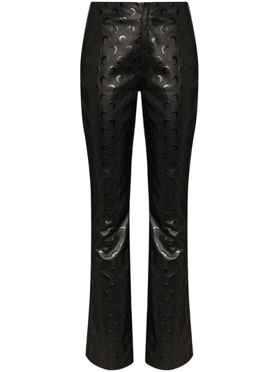 Marine Serre Crescent Moon Printed Recycled Leather Trousers In Black