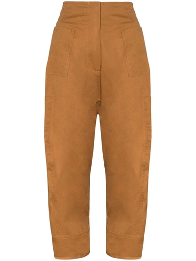 Lvir High Waist Wide Leg Cargo Trousers In Brown
