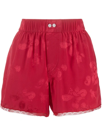 Zadig & Voltaire X Nba Elasticated Lace-hem Silk Shorts In Red