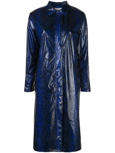 Apparis Cassundra Snakeskin-print Coat In Blue