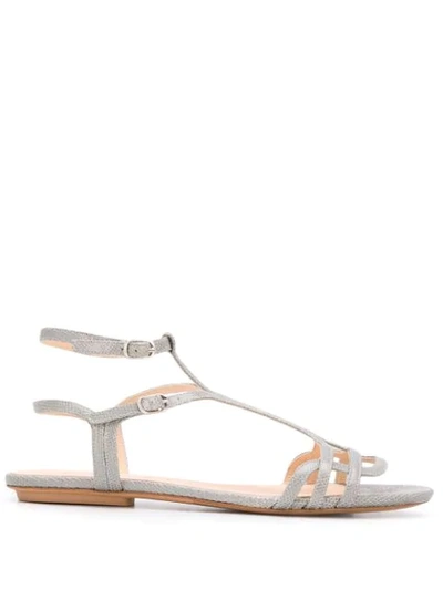 Chie Mihara Side Buckled Snakeskin-effect Sandals In Grey