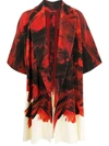 Issey Miyake Ribbed Abstract-print Kimono In Red