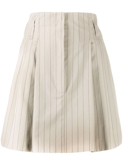 Brunello Cucinelli Striped Tailored Culottes In Neutrals