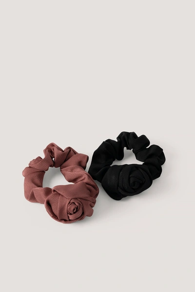 Na-kd 2-pack Shiny Rose Scrunchies - Black,burgundy In Burgundy/black Dots