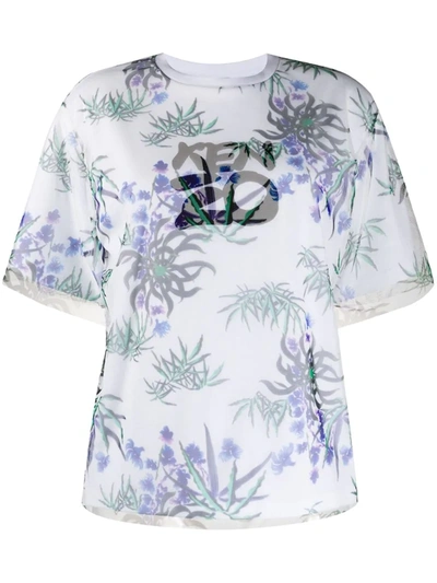 Kenzo 'sea Lily' Dual-material T-shirt In White