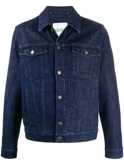 Kenzo Embroidered Denim Jacket In Blue