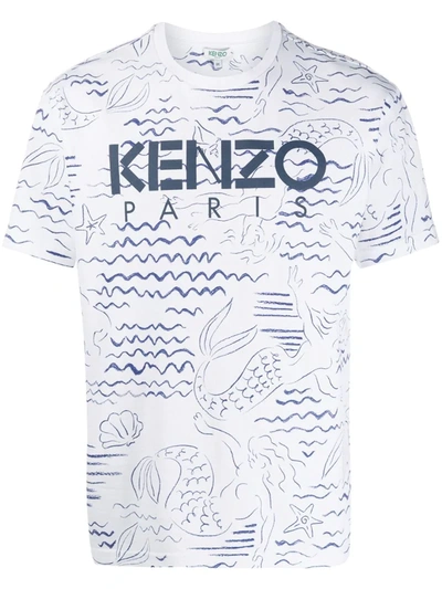 Kenzo Mermaids Print T-shirt In White