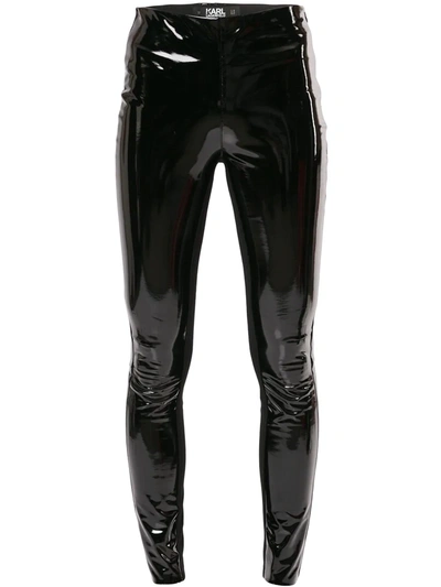 Karl Lagerfeld Patent Faux Leather Leggings In Black