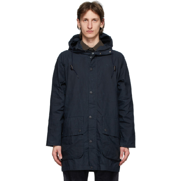 Barbour X Engineered Garments Washed Highland Parka In Navy | ModeSens